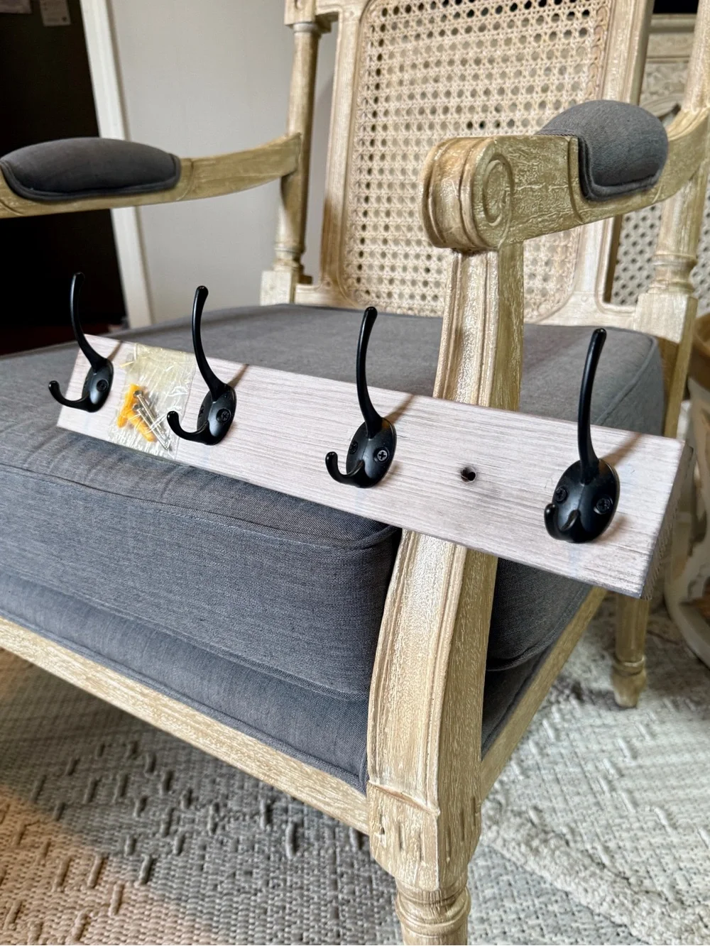 Weathered Wood Wall Hanger with Hooks